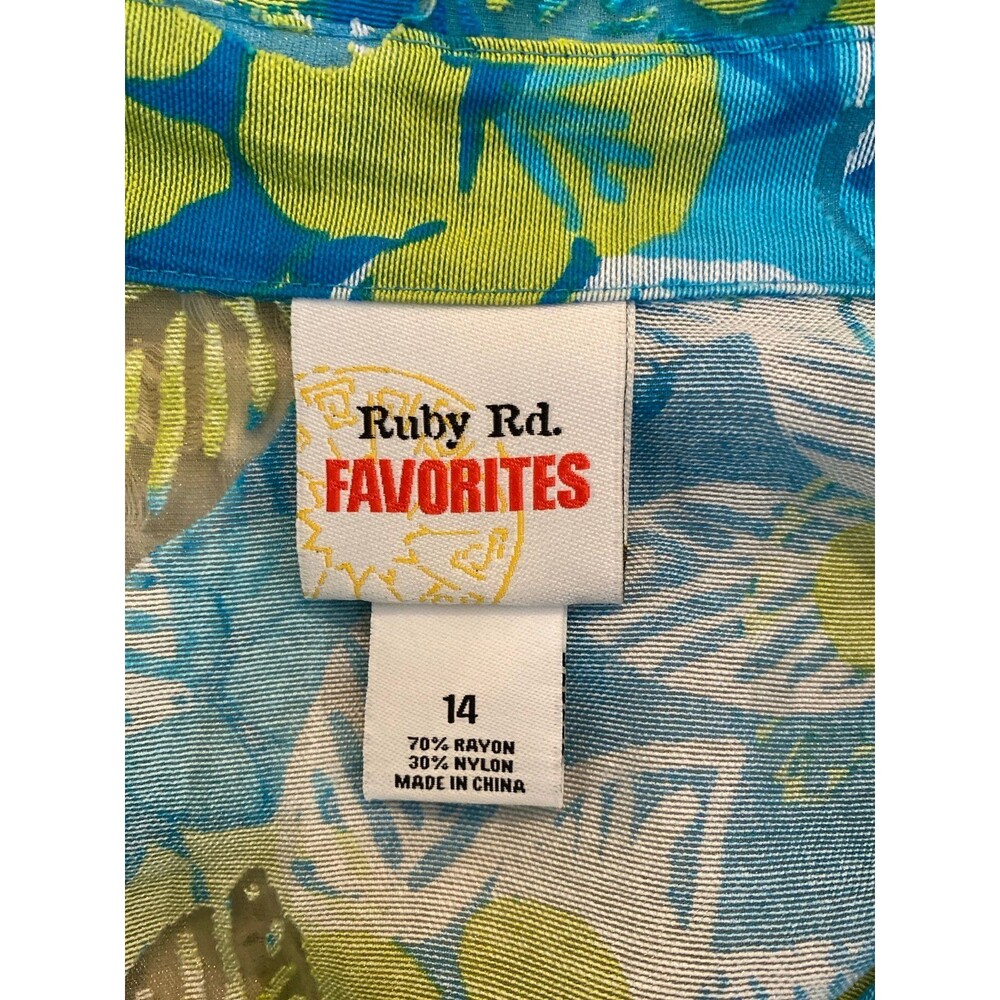 Ruby Rd. Button Down Blouse Sz 14 Turquoise Blue … - image 7